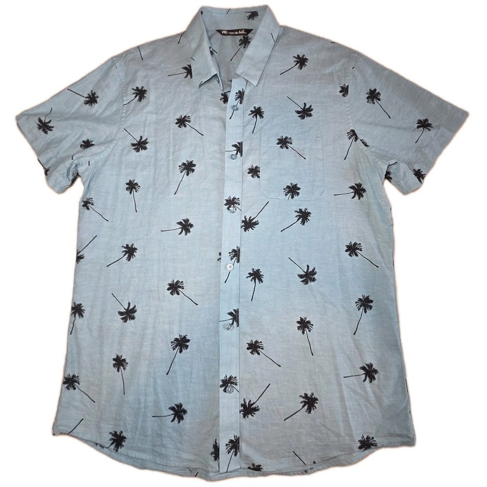 TRAVIS MATHEW Wheaton Shirt Men's Large Palm Tree Button Up Golf Resort Casual